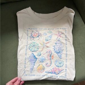 Life Is Good Cream Shirt with Sea Creatures